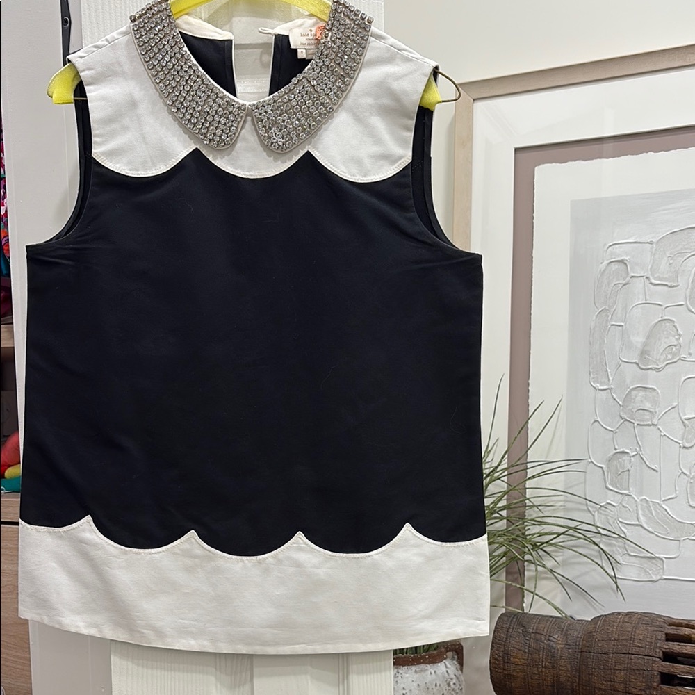 Kate Spade Madison Avenue Rhinestone Collar Shirt